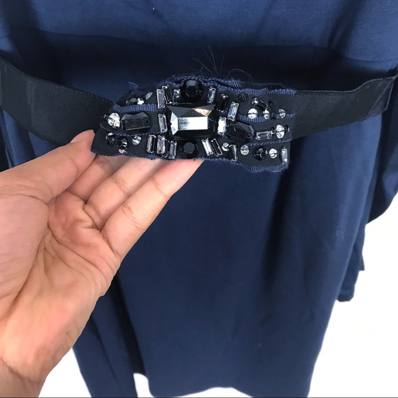 BCBG MAXAZRIA 👗 | Navy Blue Puff Sleeve Dress - Picture 5 of 8